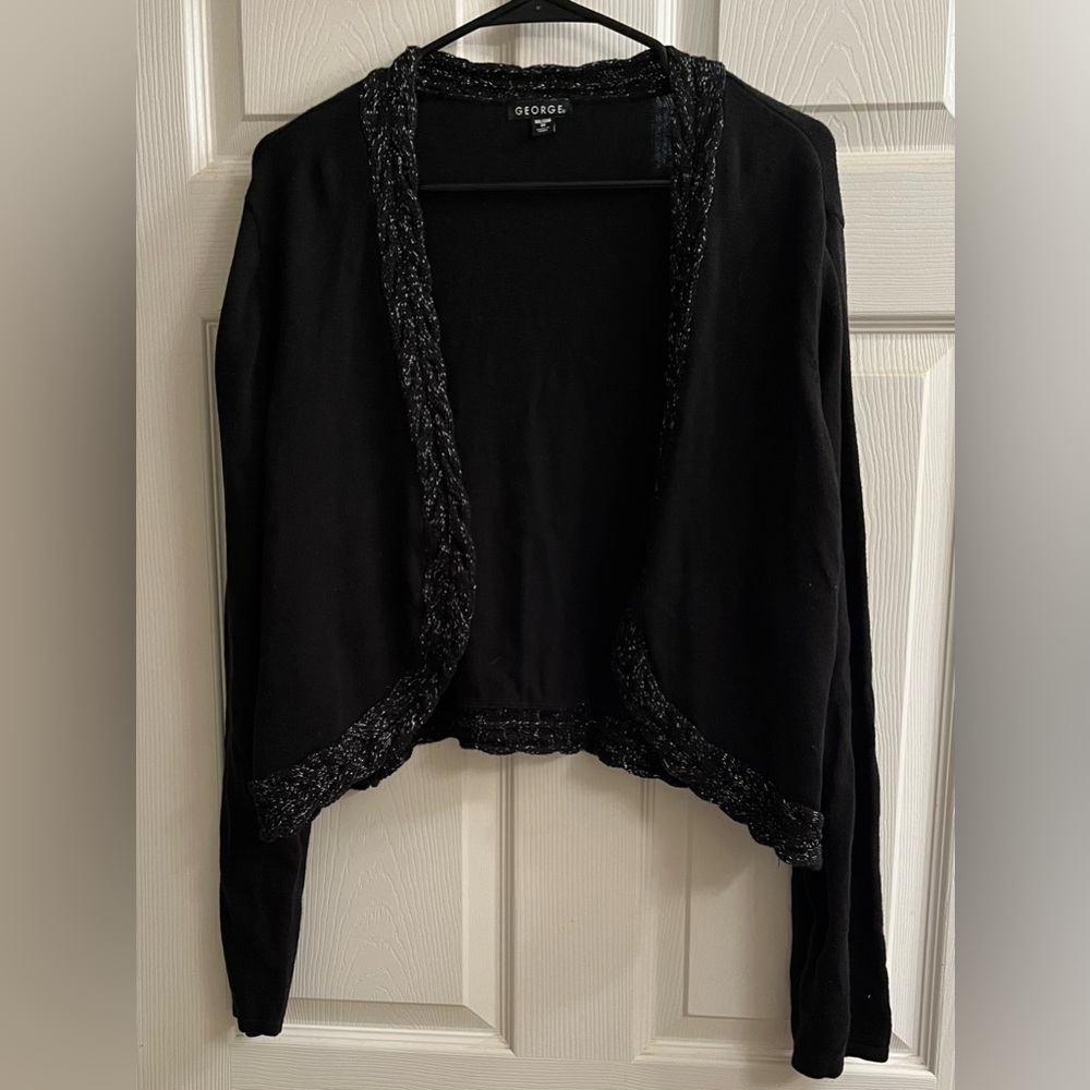GEORGE~ CROPPED CARDI~OPEN FRONT/BLING~2X